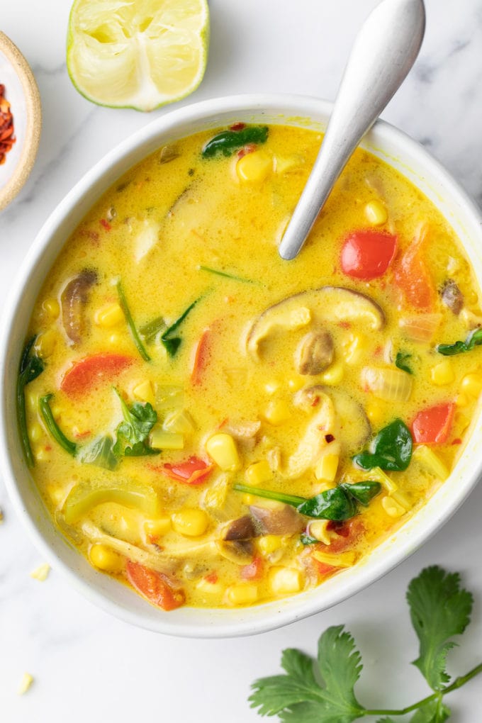 Spicy Thai Curry Corn Soup With Coconut Milk The Simple Veganista