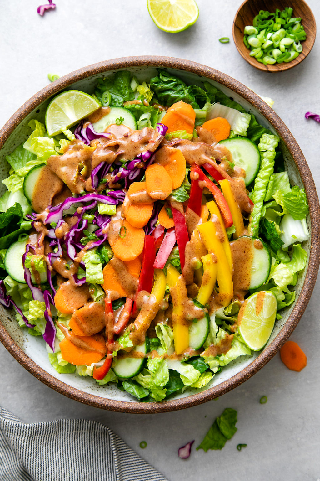 Crunchy Romaine Salad + Almond-Lime Dressing - The Simple Veganista