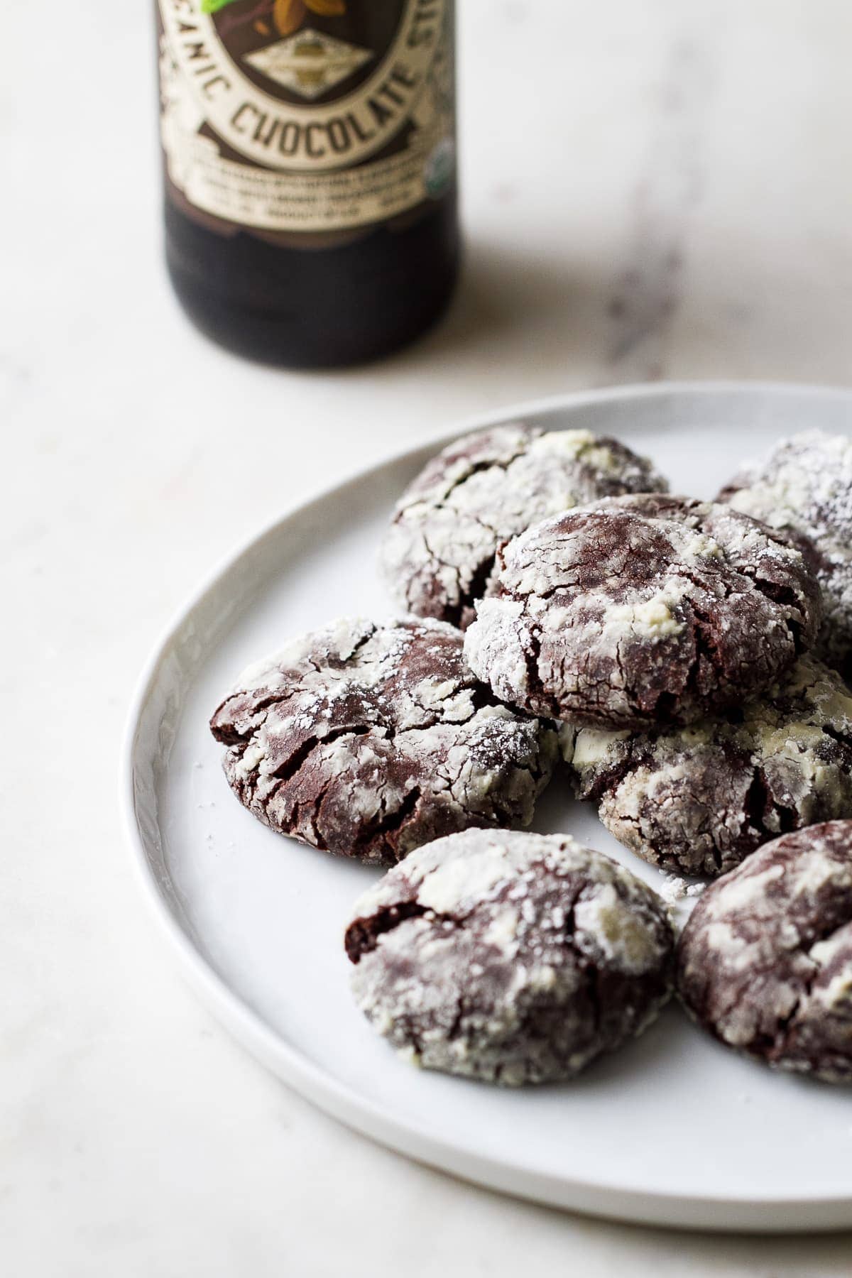 Vegan Chocolate Stout Crinkle Cookies