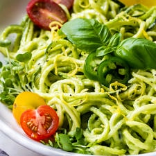 ZUCCHINI NOODLES + AVOCADO-CUCUMBER SAUCE