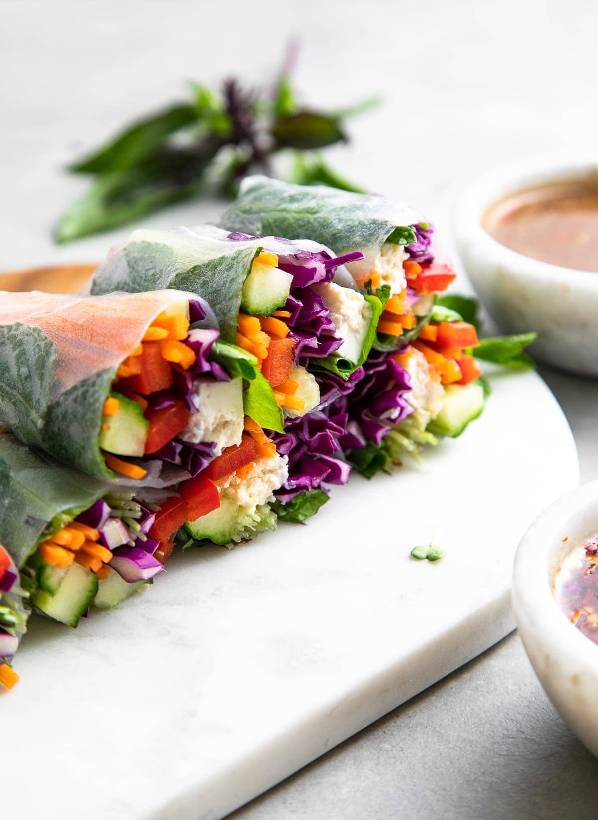 Summer Rolls + Two Dipping Sauces - The Simple Veganista