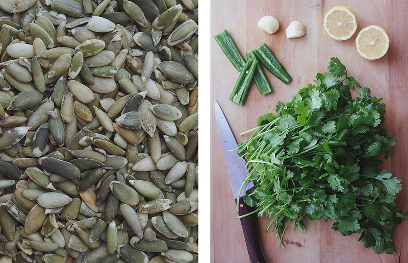 Carrot + Zucchini Ribbons + Cilantro Pepita Pesto