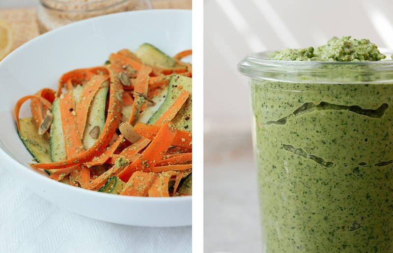 Carrot + Zucchini Ribbons + Cilantro Pepita Pesto