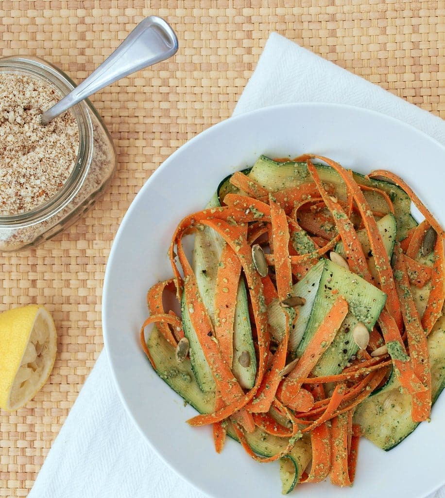 Carrot & Zucchini Ribbons + Cilantro Pepita Pesto