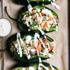 TOFU SCRAMBLE STUFFED POBLANO PEPPERS