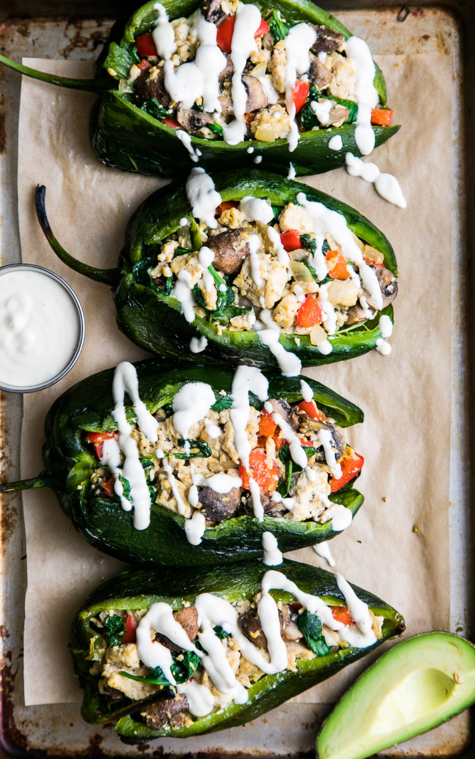 Tofu Scramble Stuffed Poblano Peppers - The Simple Veganista