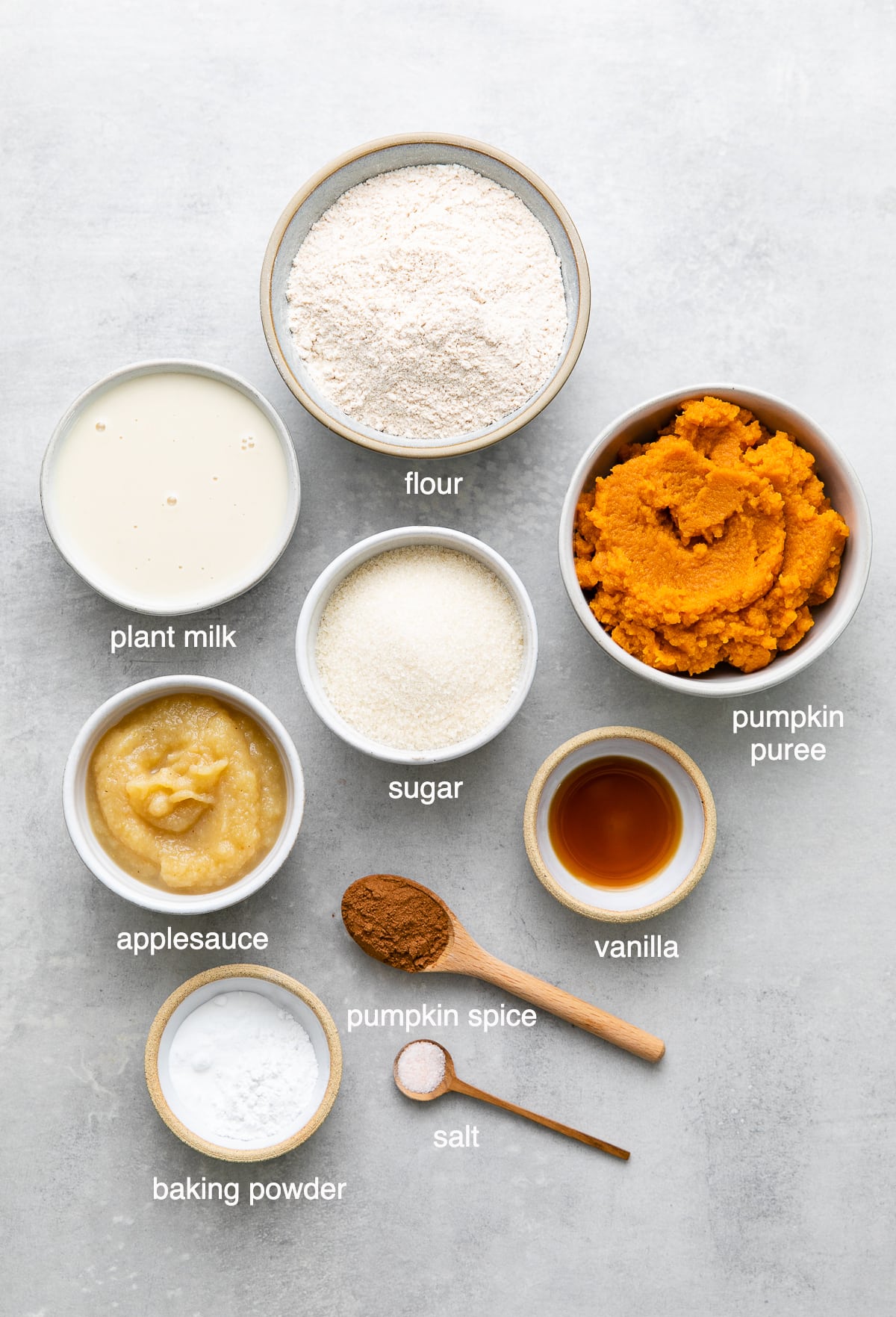 top down view of ingredients used to make the best vegan pumpkin bread recipe.