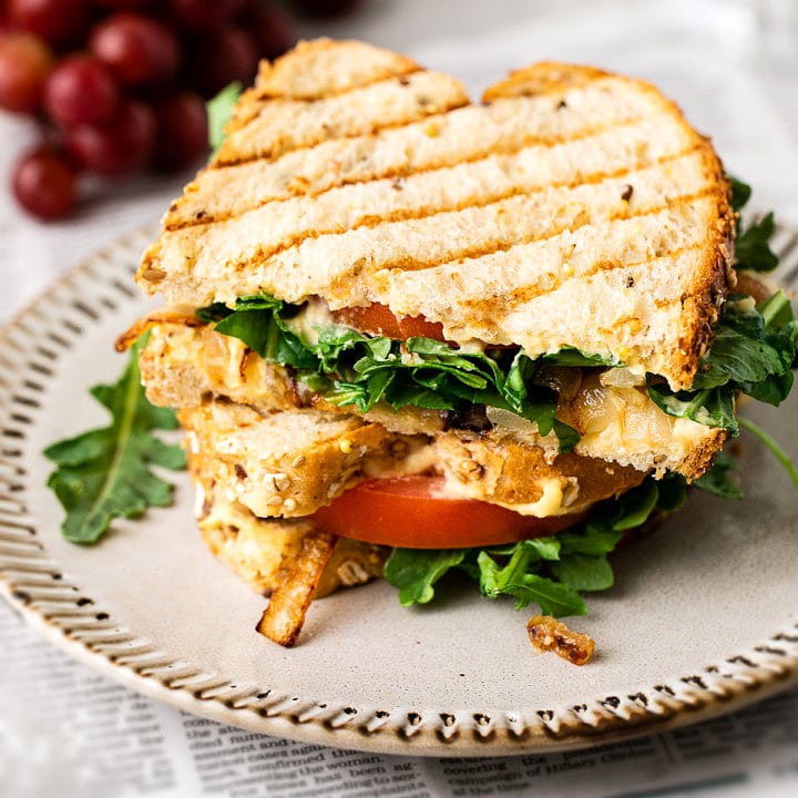 Grilled Hummus Sandwich + Caramelized Onions - The Simple Veganista