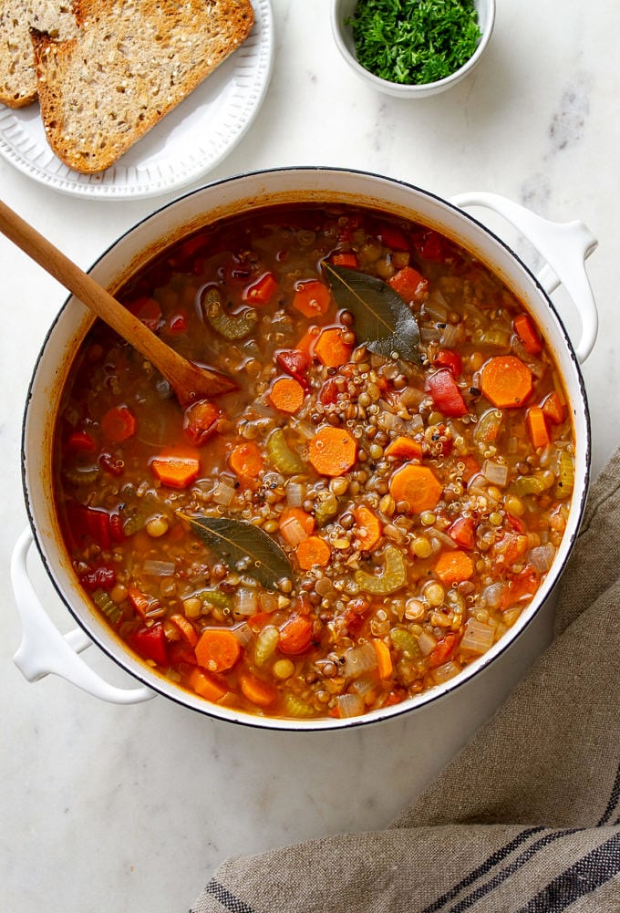 Smoky Lentil Quinoa Soup Stovetop & Slow Cooker Healthy & Delicious