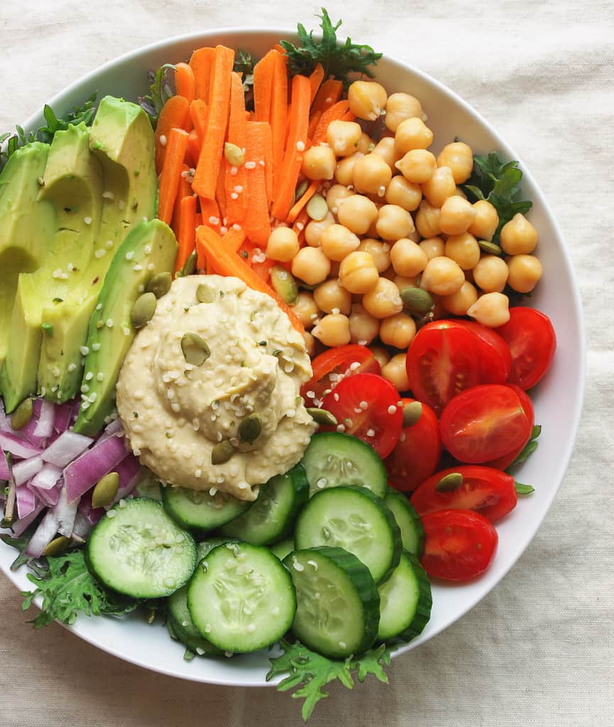 Everyday Nourish Bowl in a white bowl, ready to eat