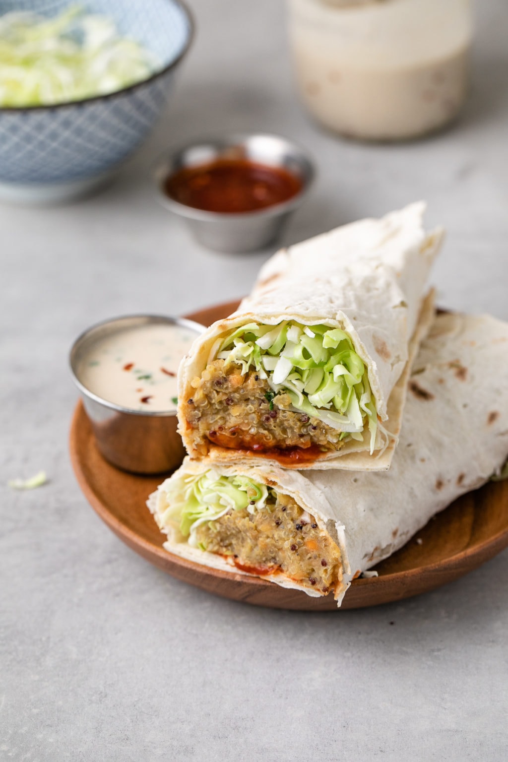 Spicy Quinoa-Lentil Wraps + Tahini Sauce - The Simple Veganista