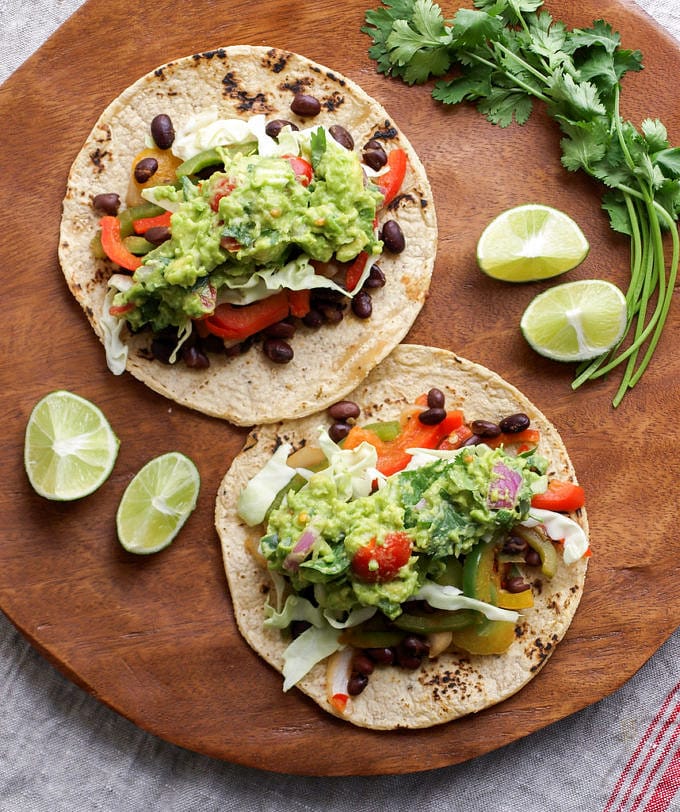 Best Black Bean Fajitas + Homemade Guacamole