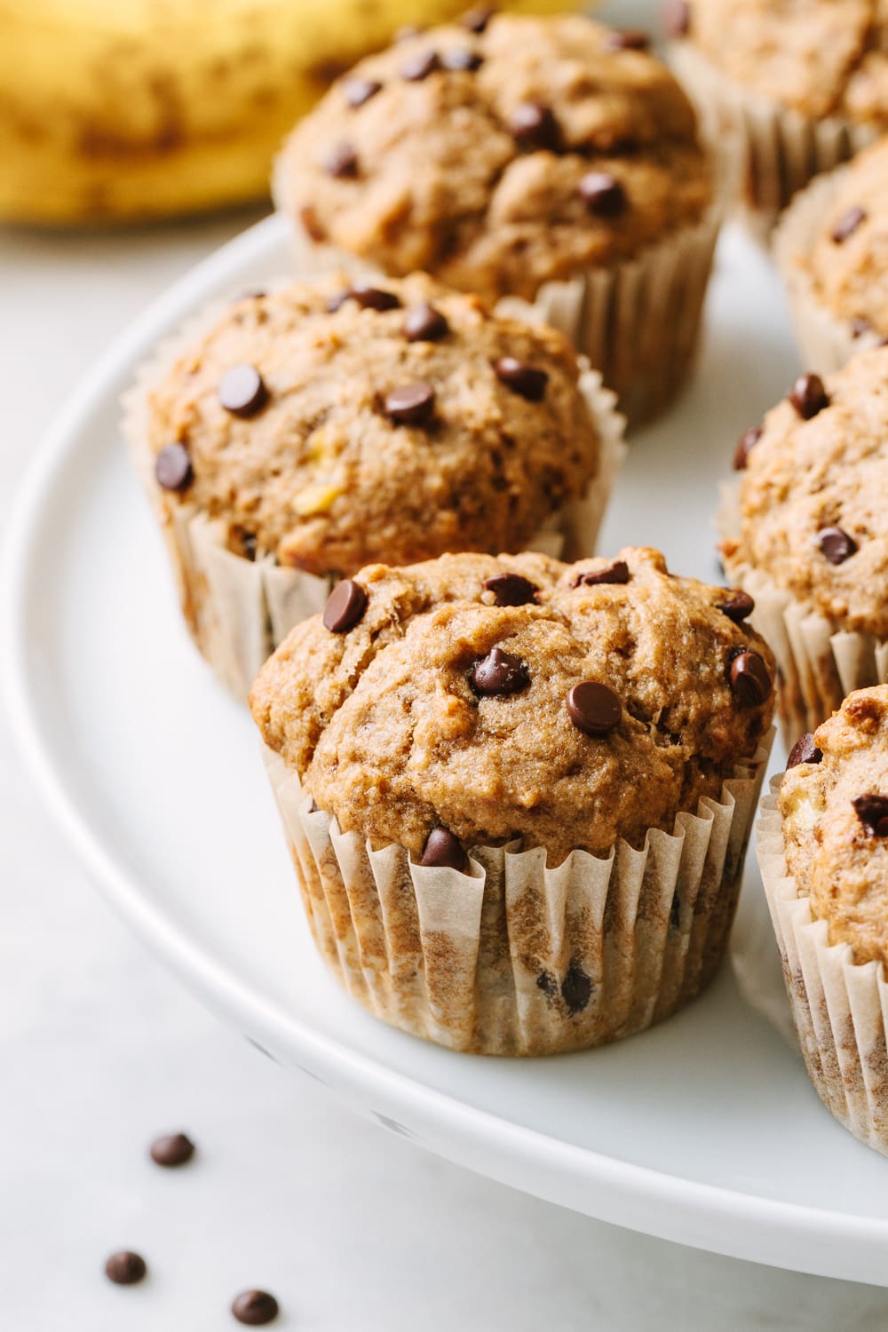 Whole Wheat Banana Chocolate Chip Muffins