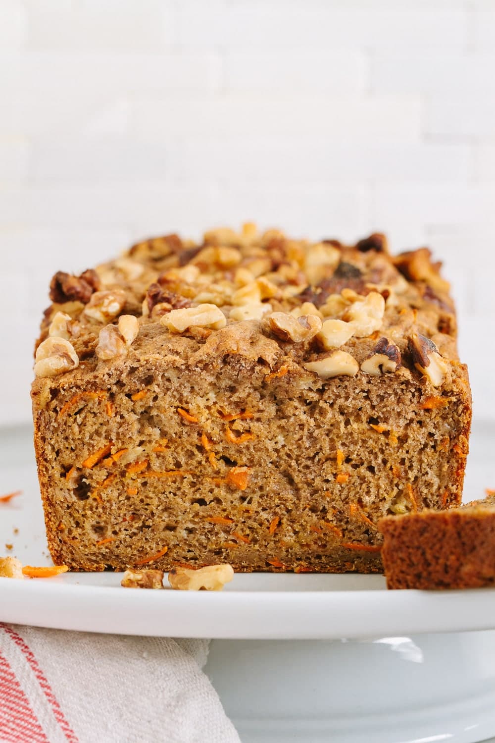 head on view of carrot banana bread.