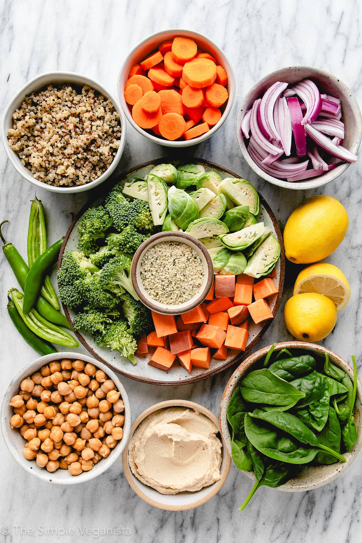 ingredients used to make healthy nourish bowls.