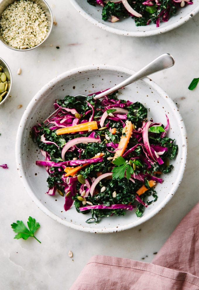 CRUNCHY KALE SLAW (QUICK + EASY) - THE SIMPLE VEGANISTA