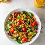 SUPER SPINACH SALAD + CARROT MISO GINGER DRESSING ready to eat