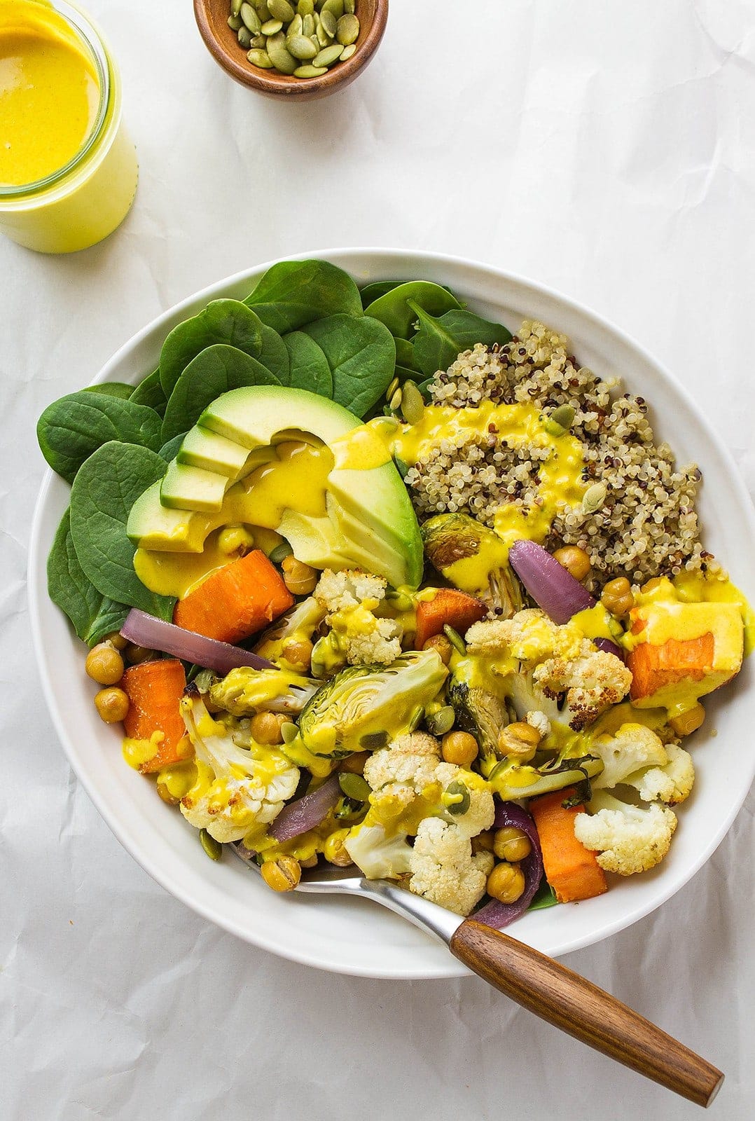 Cauliflower & Sweet Potato Nourish Bowl + Turmeric Tahini Dressing