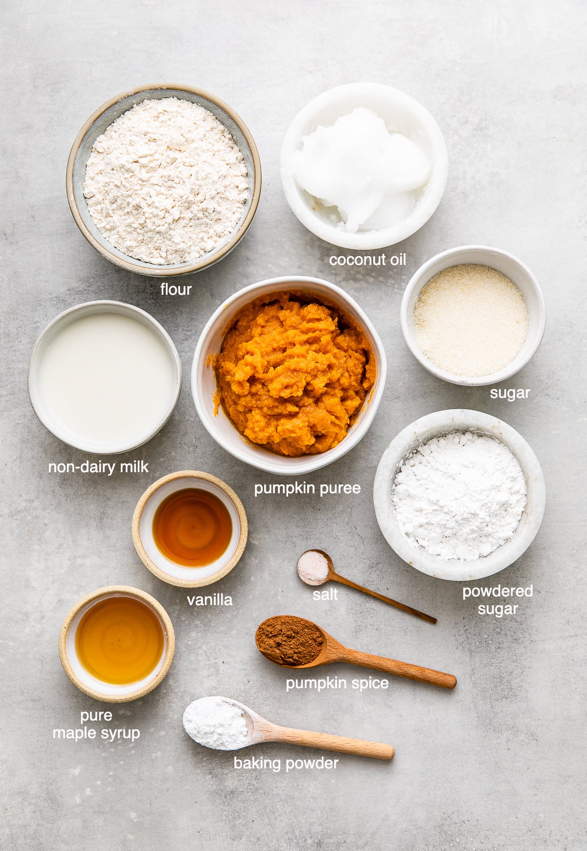 top down view of ingredients used to make best vegan pumpkin scones.