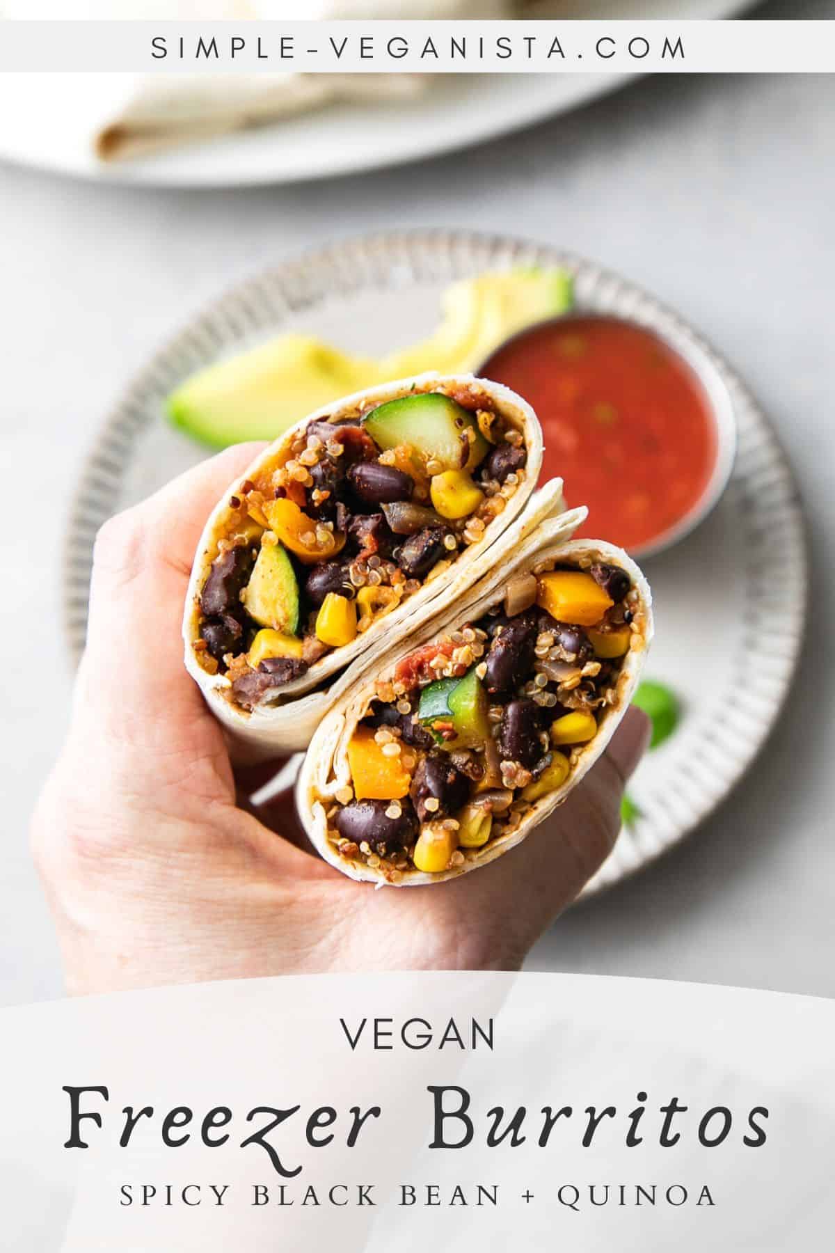 Spicy Black Bean + Quinoa Burritos (Vegan Freezer Burritos) - TSV