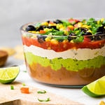 head on view of the best vegan seven layer dip.
