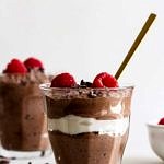 creamy chocolate chia pudding with raspberries