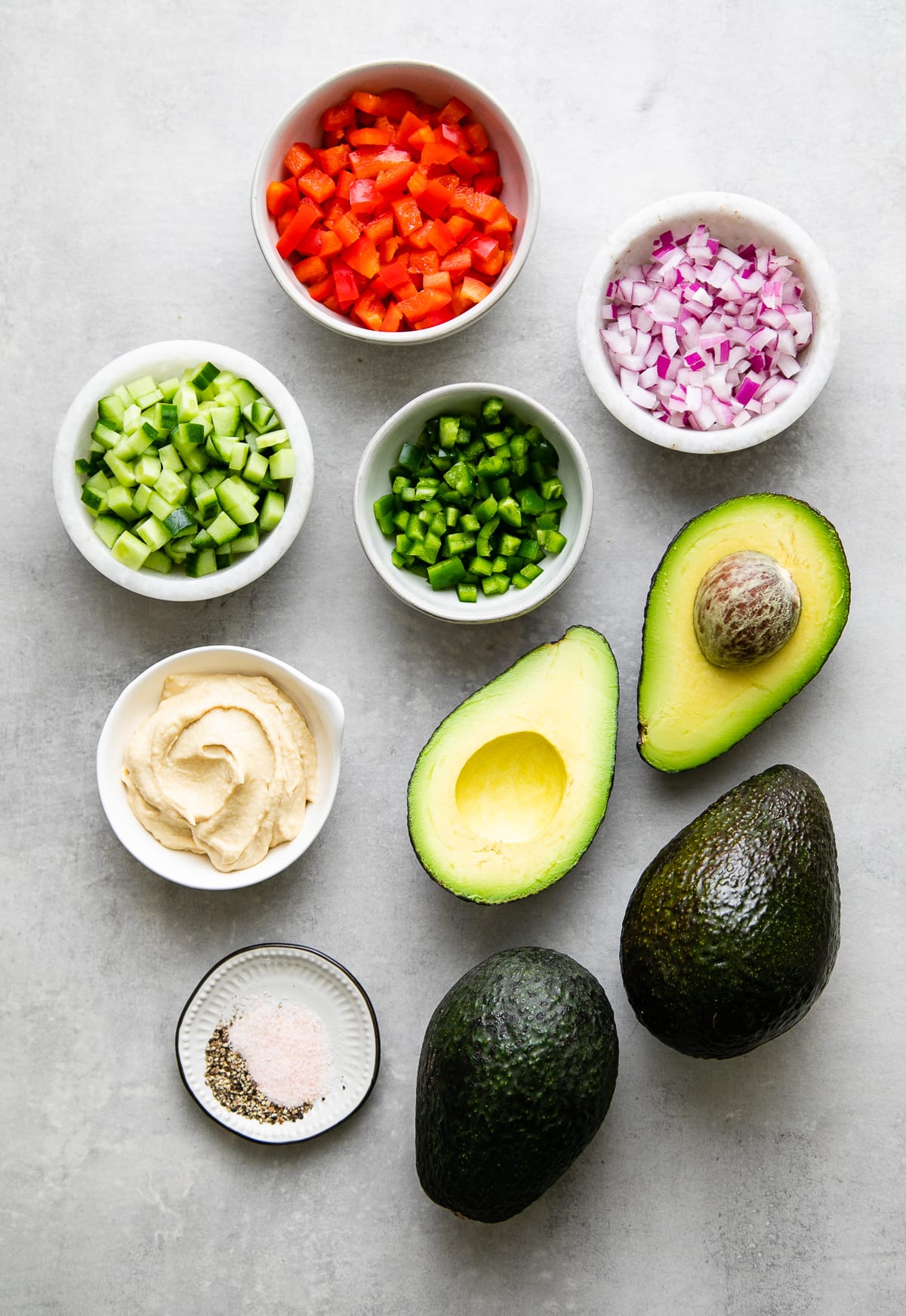 ingredients used to make stuffed avocados.