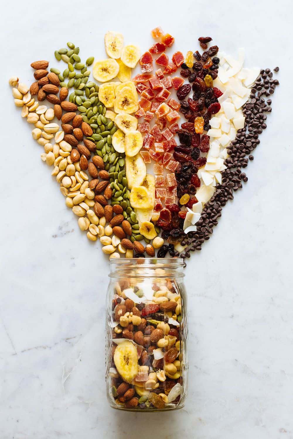 healthy almost-everything trail mix with mixed dried fruits and nuts