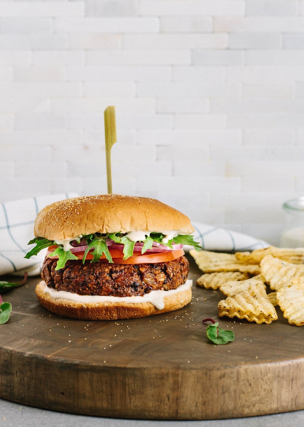 head on view of smoky black bean burger.