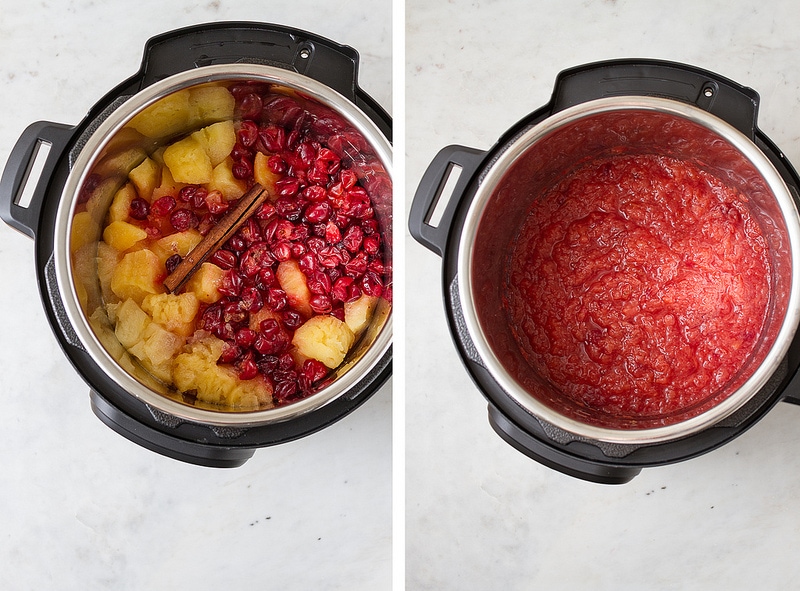 cranberry applesauce just finished cooking in the instant pot, and after being blended