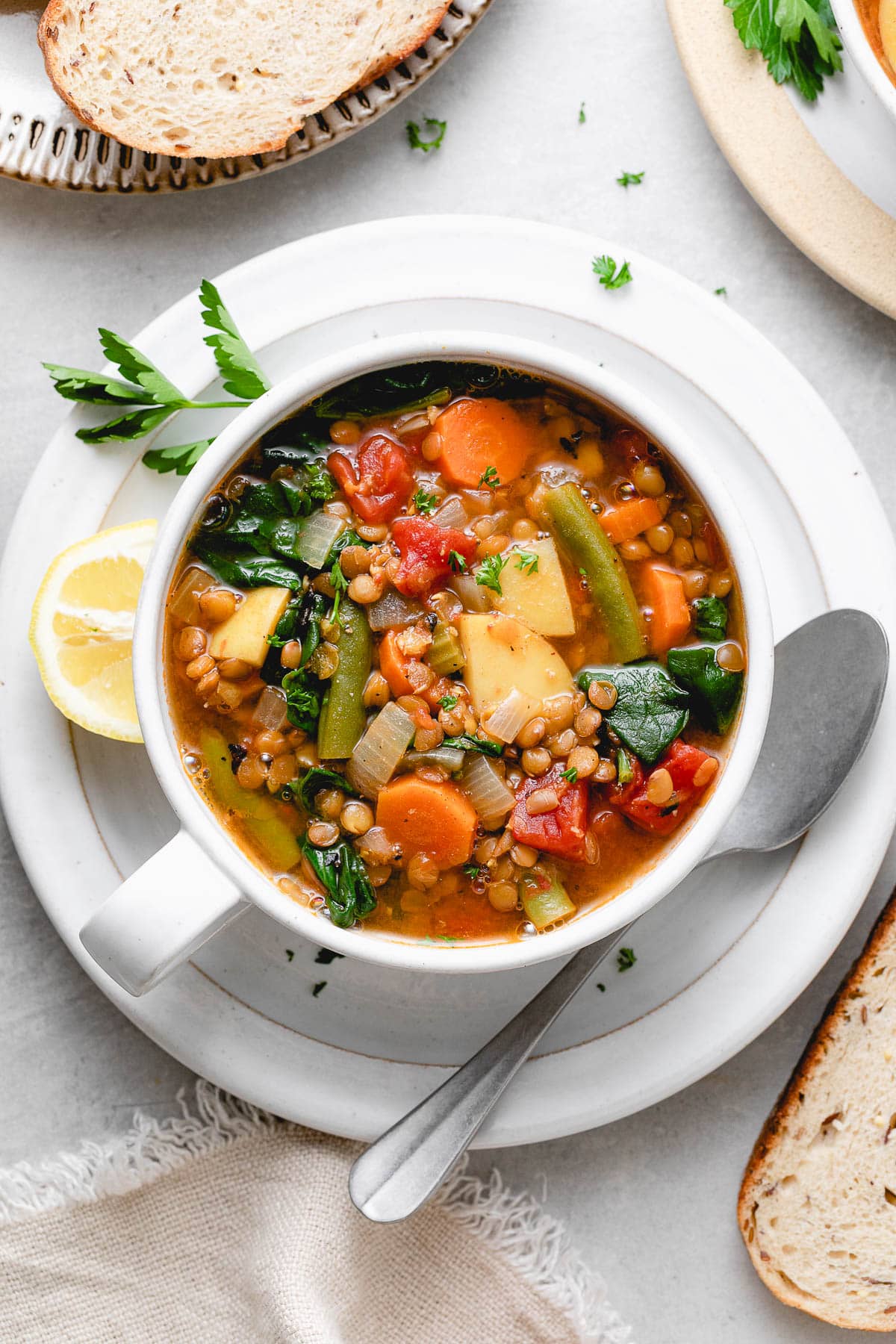 Vegan Lentil Soup with Fresh Herbs - Yummy Plants