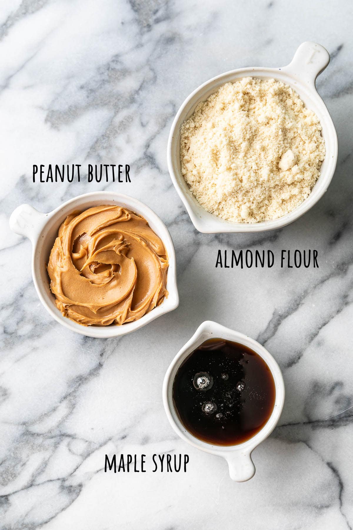top down view of ingredients used to make almond flour peanut butter cookies recipe.