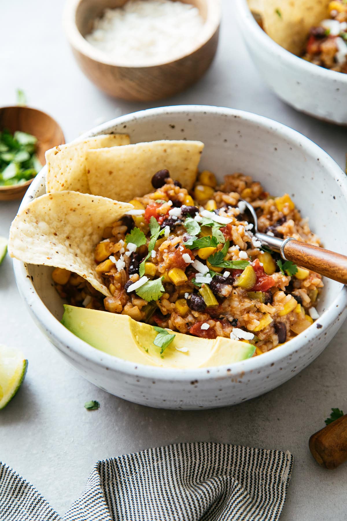 enchilada rice made with vegan pantry staples.