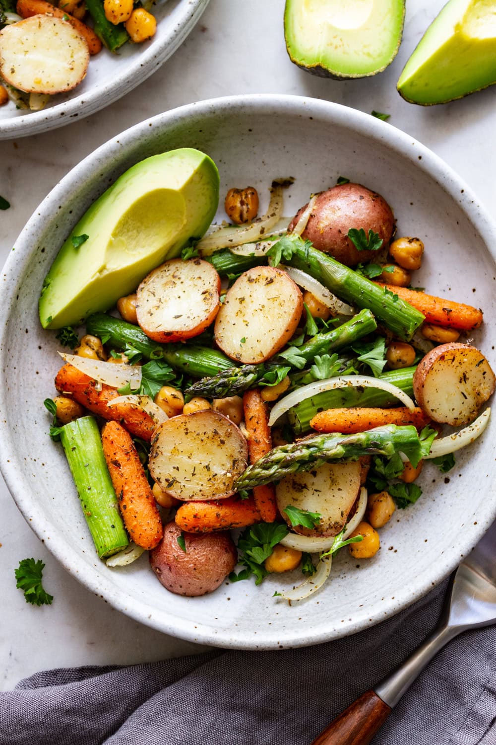 soy-free veggie bowl with avocado.