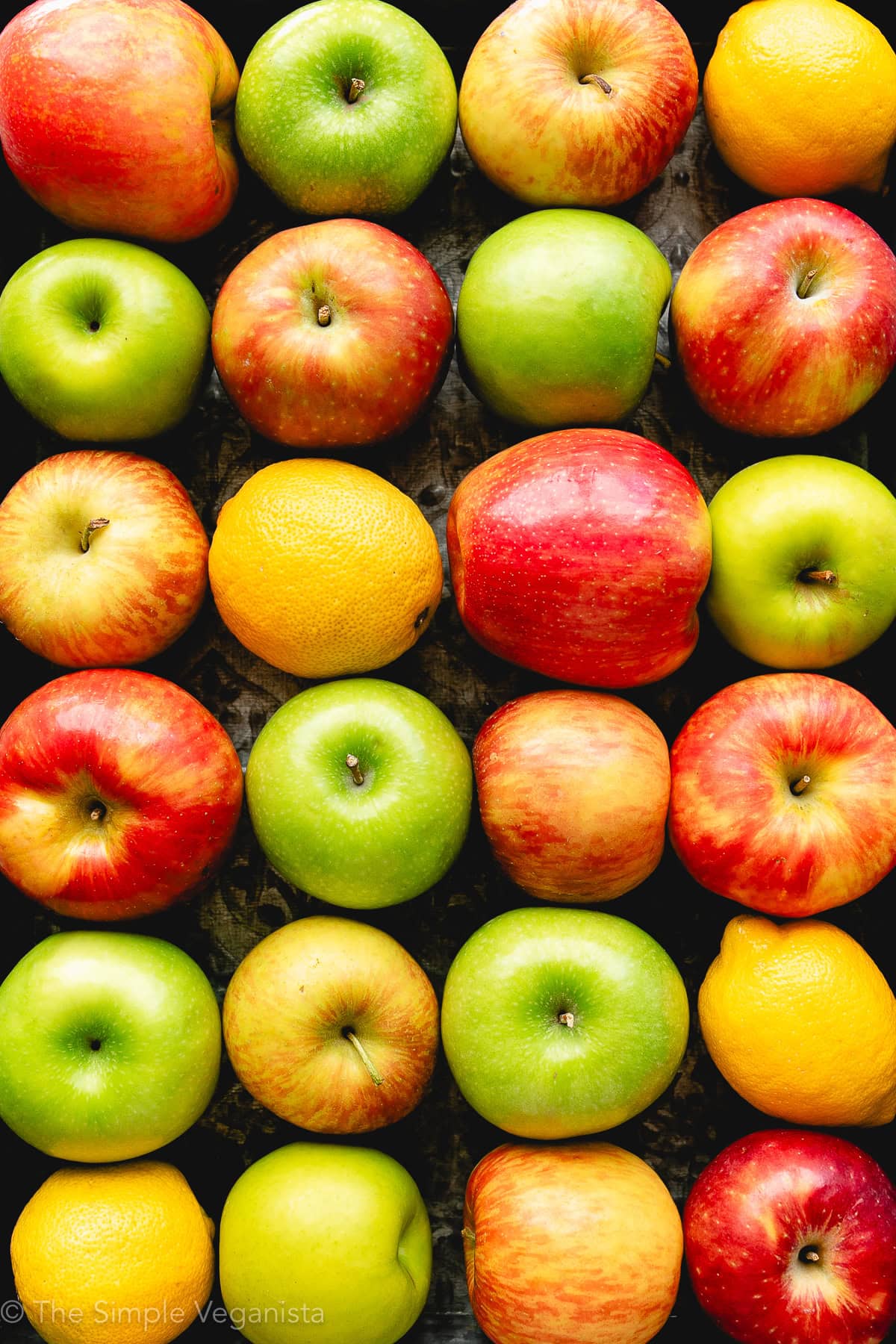 top down view of ingredients to make homemade applesauce.